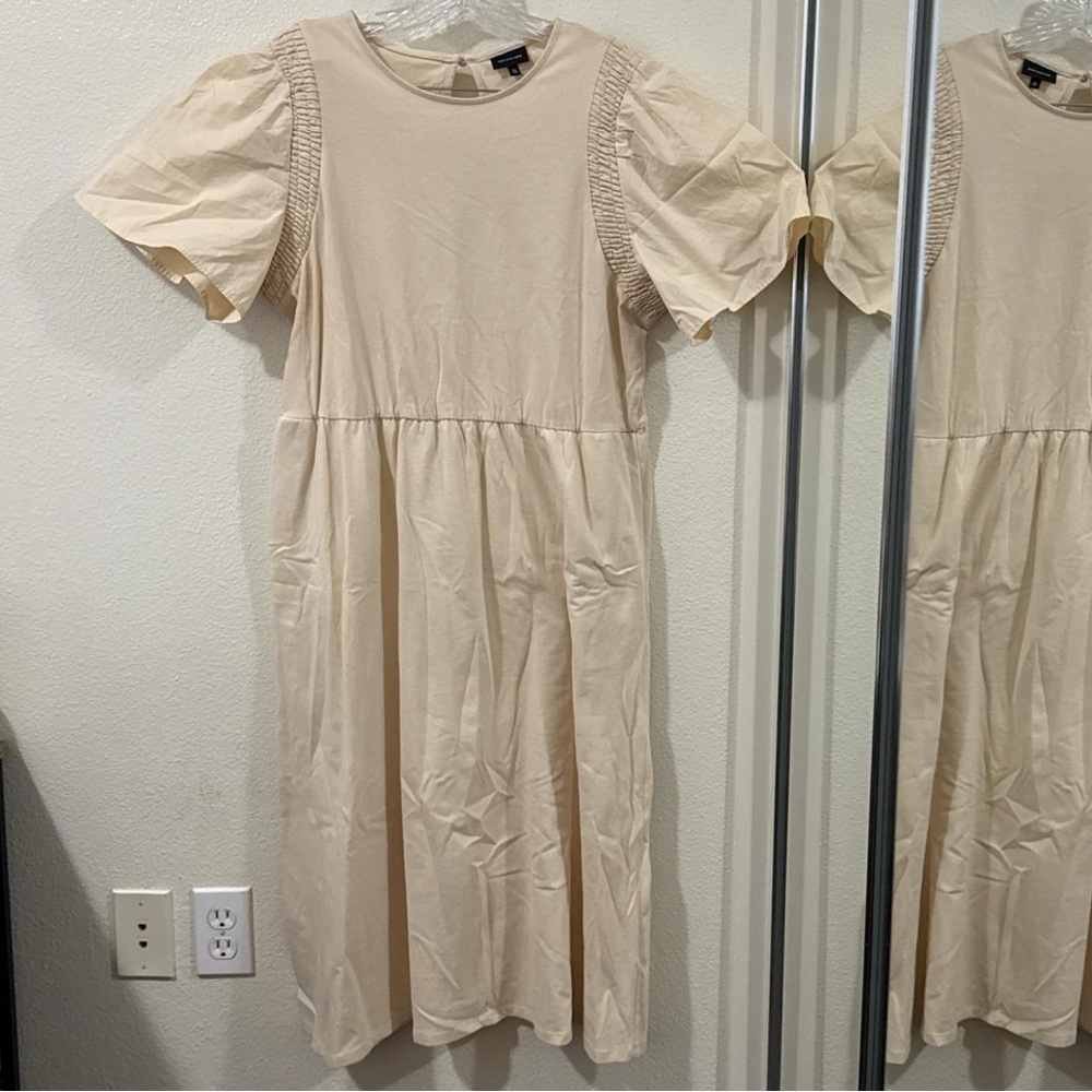 Who What Wear Cream Beige Midi Dress